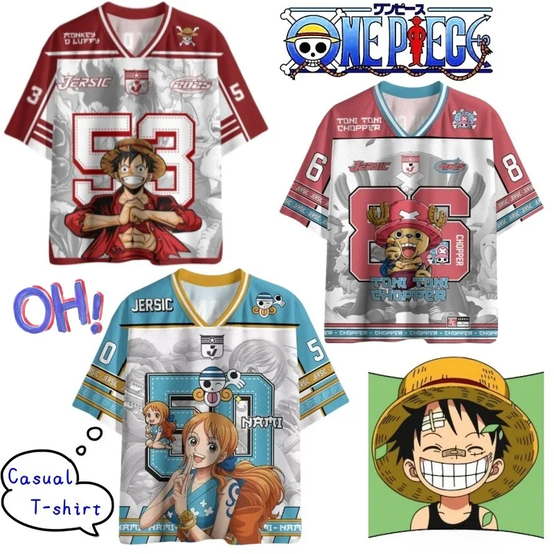 

New One Piece Monkey D. Luffy Tony Tony Chopper Fashionable Personality Short Sleeve Summer Printed Loose Casual T-Shirt Top