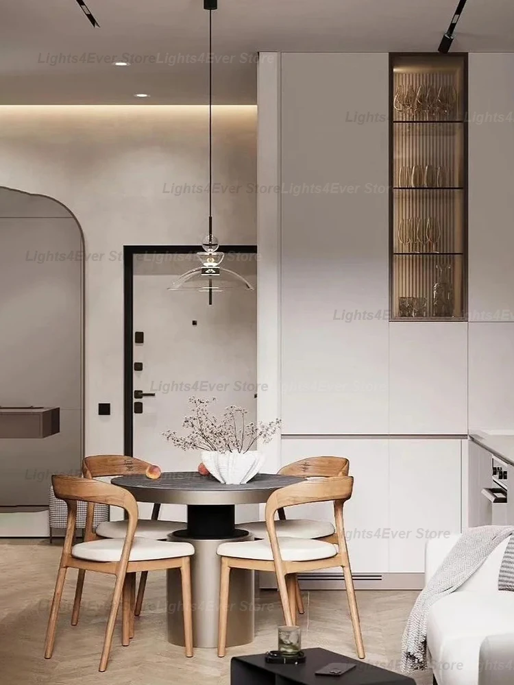 French Chic Modern Smoky Grey Glass Stainless Steel 1128 Pendant Lights Home-applicant LED Dimmable Lamps For Dining Room Table