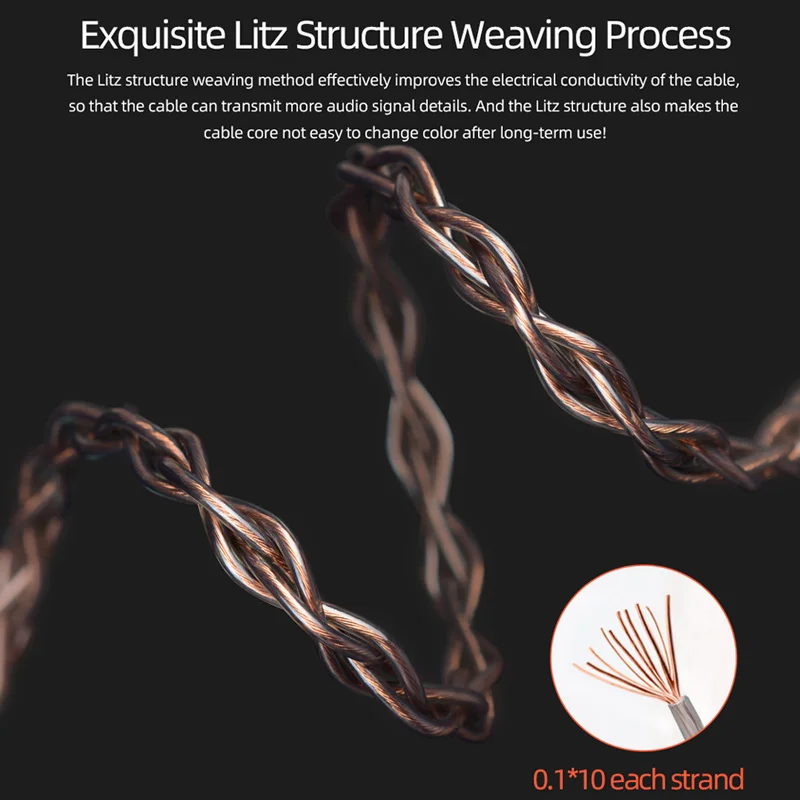 Câble pour écouteurs en cuivre NiceHCK LitzOCC 4N Litz OCC, MMCX, QDC, 0.78, 2 broches, CIEM NX7MK4, Moondrop, Tailles, CHJIM, FH11 ontariZmersible Cadenza