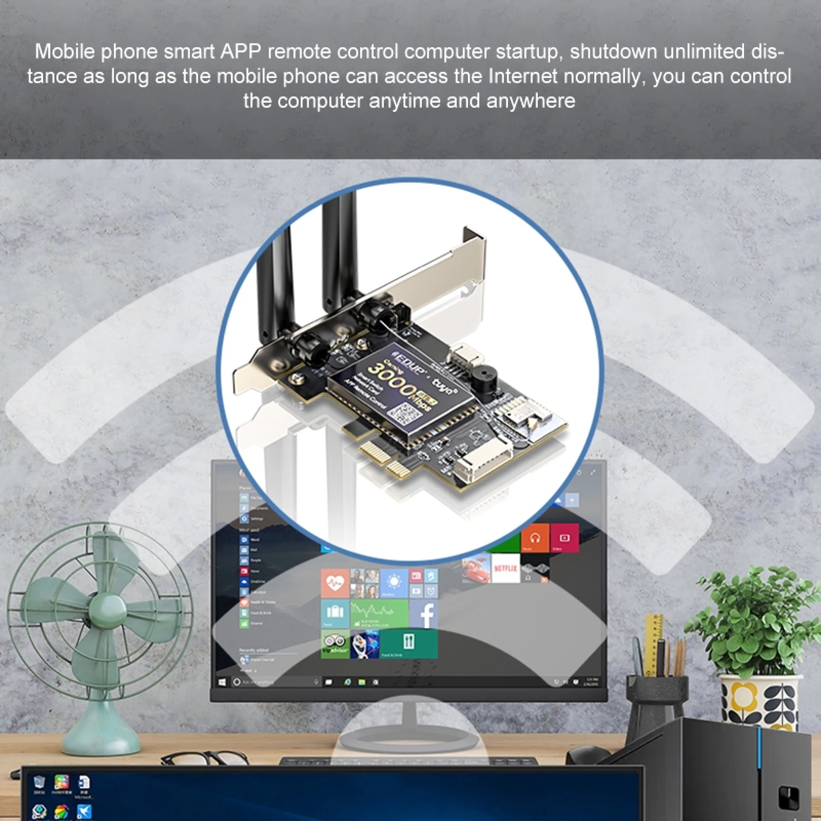 EDUP-Placa de Rede de Controle Remoto, AX200SW, 3000Mbps, On and Off Network, Computador