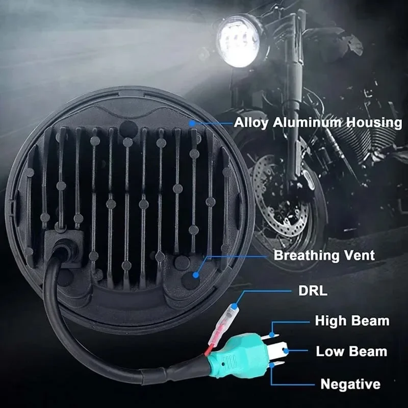 

Для Harley Sportster 1 шт. 5,75-дюймовый светодиодный проектор DRL Фара 66 Вт Мотоцикл Hi/Lo Beam Белый Halo Ring Угловой глаз DRL Фара