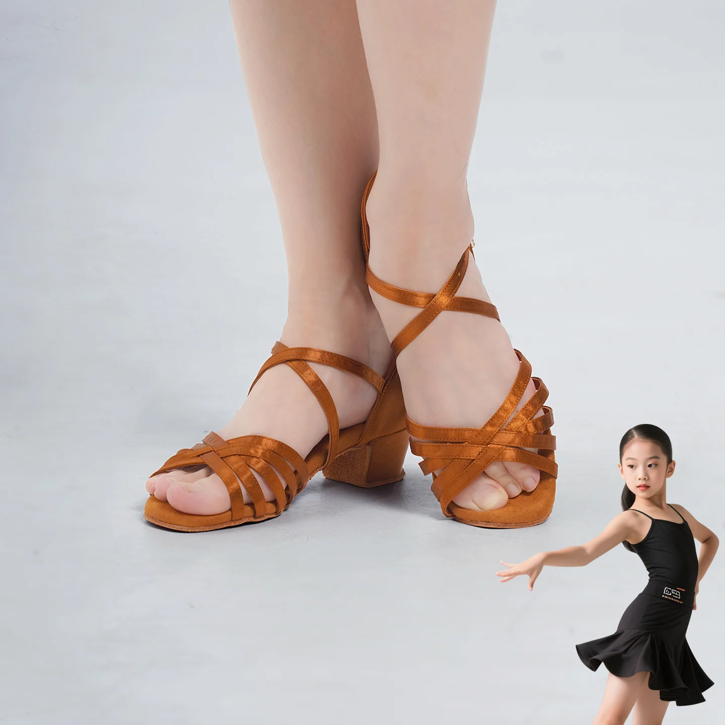

Girls Latin Shoes Low Heels Dance Shoes Women Flat Knot Latin Shoes Leather Sole Tango Rumba Salsa Ballroom Latin Dance Shoes