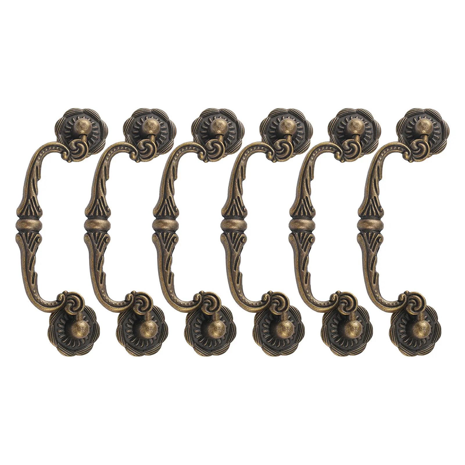 

6pcs Vintage Drawer Pull Handles 86Mm Rustic Metal Cabinet Knobs For Kitchen Bathroom Furniture Hardware Dual Hole Cupboard