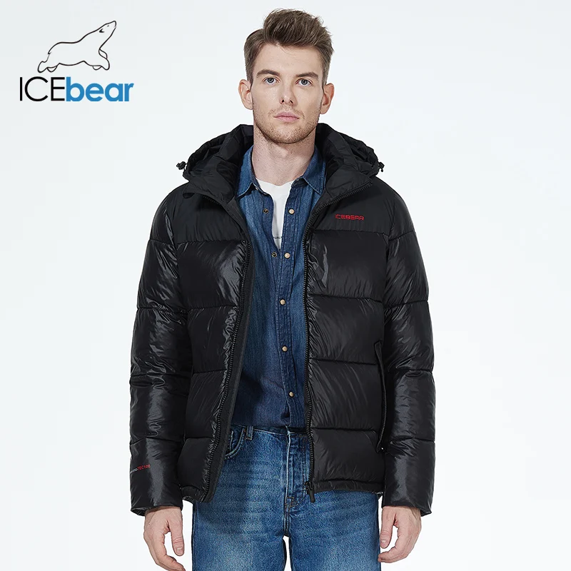 ICEbear 2023 New men\'s short casual winter parkas sporty windproof cotton jackets with removable hat poffer coat MWD22976I