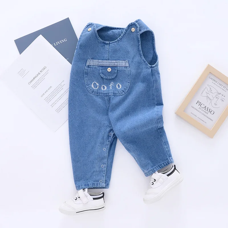 DIIMUU Toddler Baby Clothing Boys Overalls Kids Girls Denim Pants Casual Dungarees Long Trousers Fashion Rompers for 1-5 Years