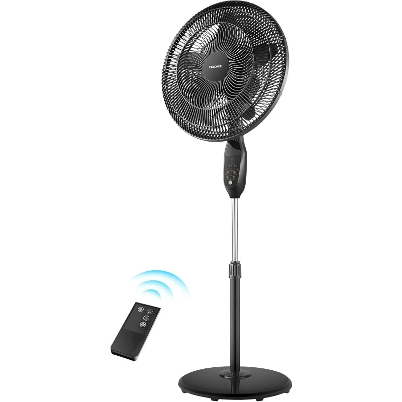 

18 inch 5-Blade Oscillating, Adjustable Standing Pedestal Remote, LED Display, 5 Speed Setting and 7-Hour Timer Fan, Black