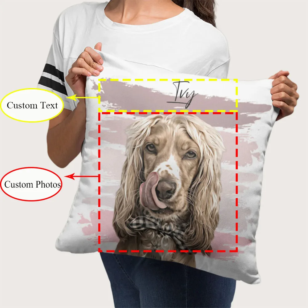 

Custom Pet Photo Collage Pillow Printed Dog Cushion Personalized Throw Pillow Customisable Decor for Pet Lovers Family Gift Idea