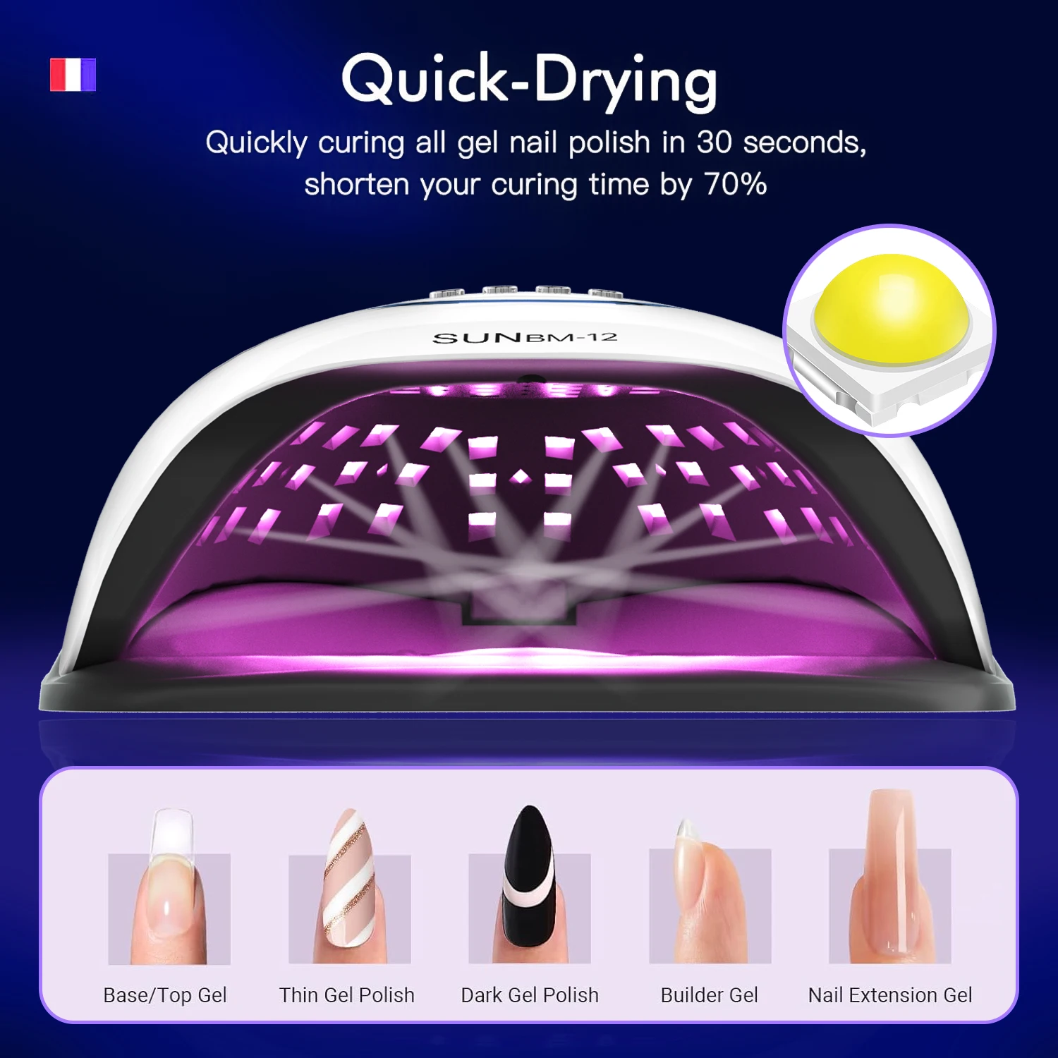 72LED Lampada per asciugare manicure 300W UV LED Essiccatore per unghie Gel polimerizzante Smalto per unghie con timer intelligente Strumenti professionali per salone di bellezza