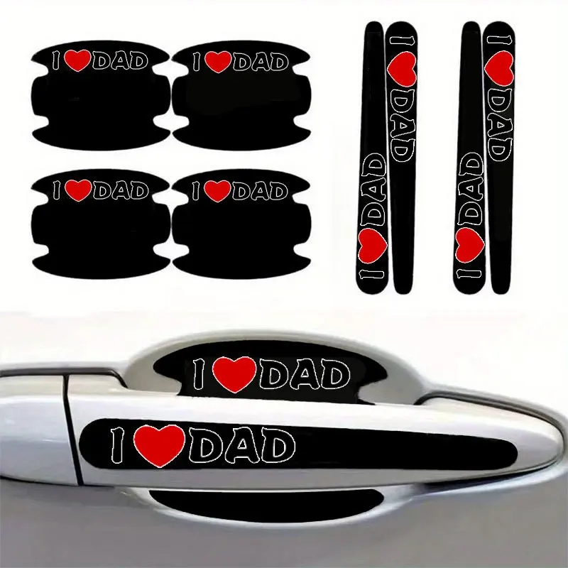 

8Pcs/set I Love Dad Door Handle & Bowl Stickers, Anti-scratch Protective Decals for Universal Cars
