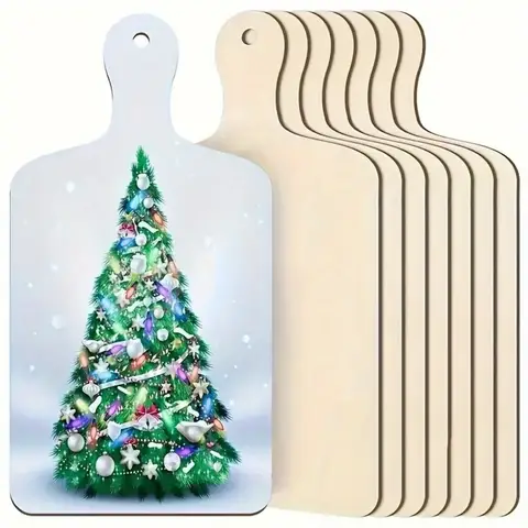 Rustic Blank Wooden Chopping Board Craft with Handles for Craft DIY,doodle,painting, Christmas Home Kitchen Decoration,funy Gift