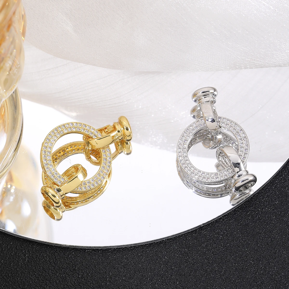 Juya Necklace Closures Gold Clasps Fasteners for Jewelry Making Supplies Luxury Zircon Parts Bracelets Locks Beaded Accessories