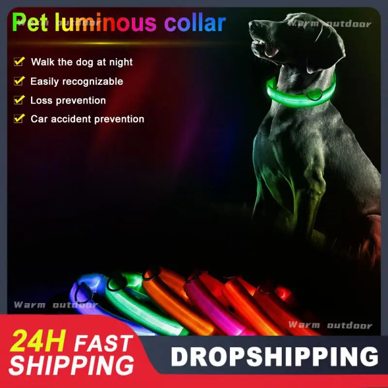 LED/Battery Dog Collar Light Anti-lost Collar For Dogs Puppies Nylon Night Safety Luminous Supplies Pet Products Accessories