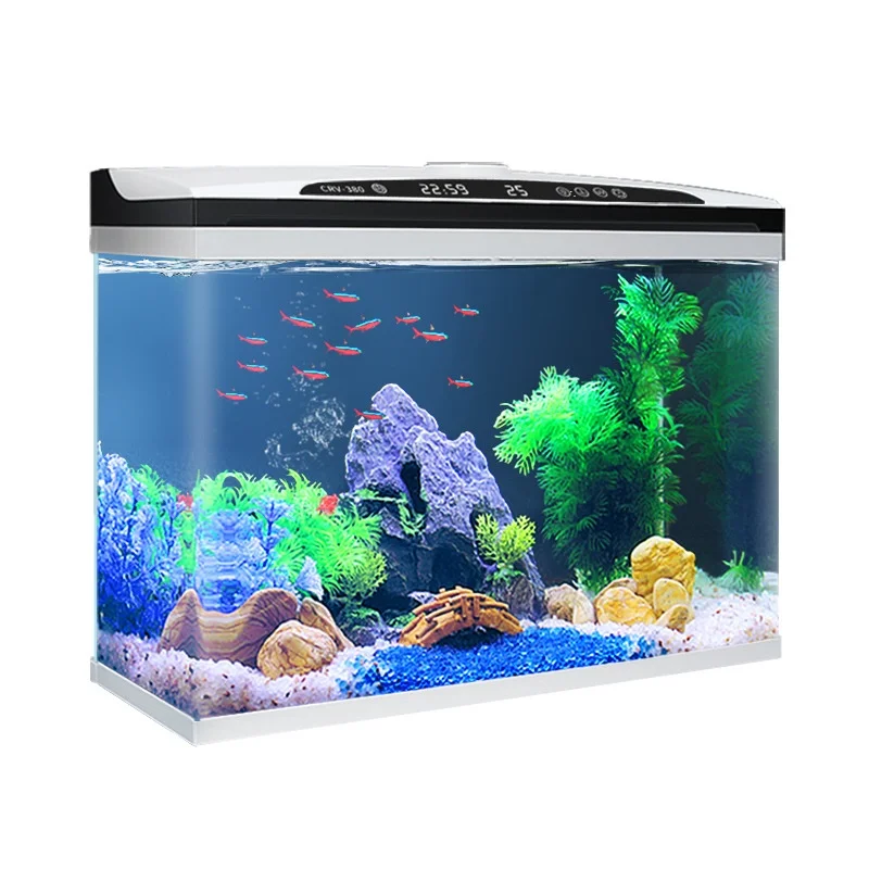 

Modern Glass Smart Fish Tank Rectangle Eco-friendly Aquarium Ornament For Desktop Home Living Room Hotel Lobby 5W