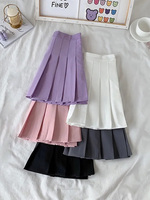 New Black Skirt Female Summer High Waist gothic Anti-Glare A-Line Pleated Skirt Short Skirt Purple Ins Tide Ulzzang Skirt