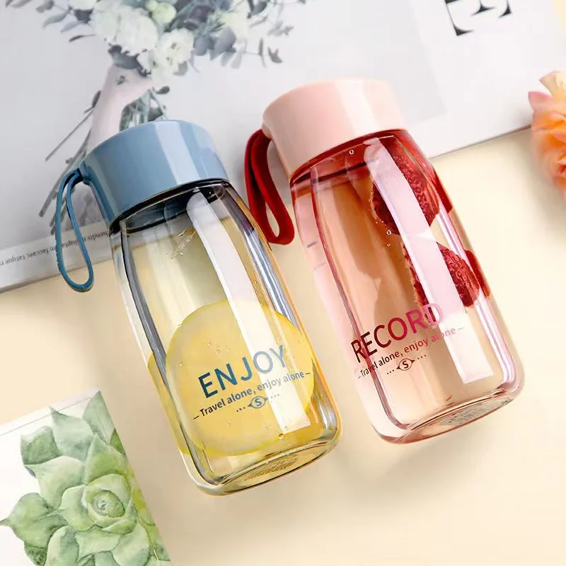 380ml Plastic Water Bottles Transparent Bottle Outdoor Sports Water Cup Water Mug Student Portable Mug