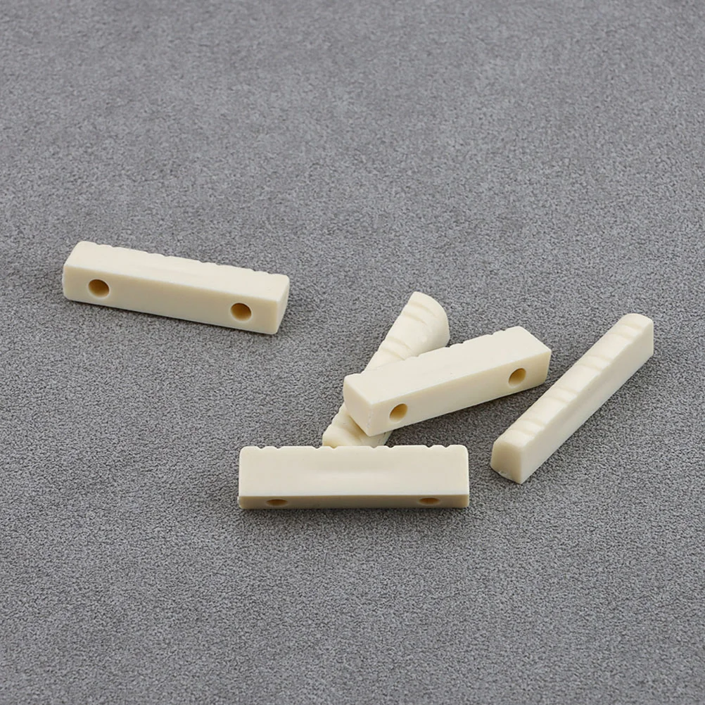 5 Pcs Guitar Bridge Nut Plastic 8-string Mandolin Electric Saddle Bass Beige Acoustic