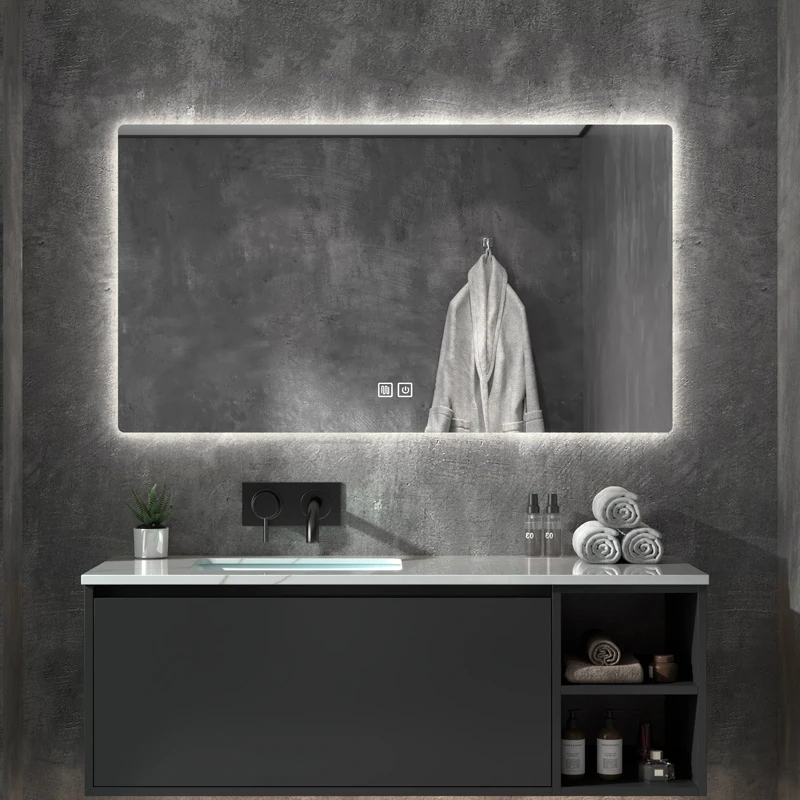 Nordic Modern Mirror Washroom LED Lights Makeup Aesthetic Bathroom Mirror Rectangular Free Shipping Espejo Inteligente Furniture