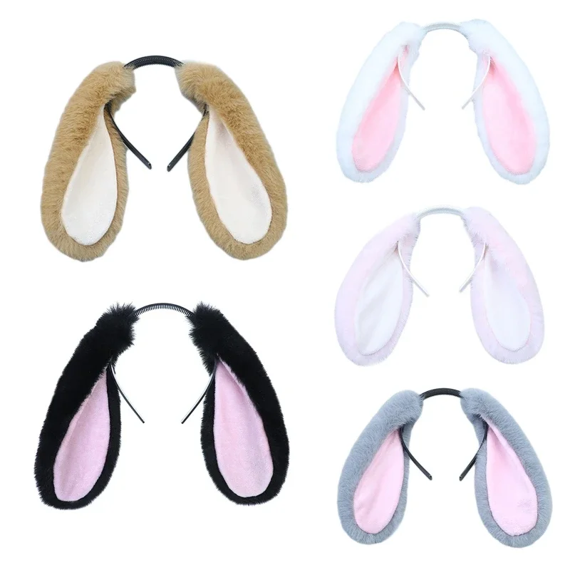 Lovely Hair Hoop Plush Long Rabbit Ears Headdress Hairband Headband Cosplay Hair Accessories for Birthday Party