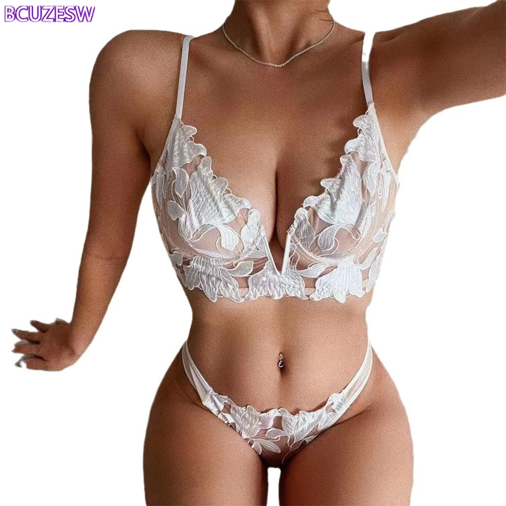 

Сексуальный французский кружевной бюстгальтер с цветочной вышивкой, комплект нижнего белья, женский комплект нижнего белья, тонкий бюстгальтер пуш-ап, комплект с глубоким V-образным вырезом, бюстгальтер и трусики