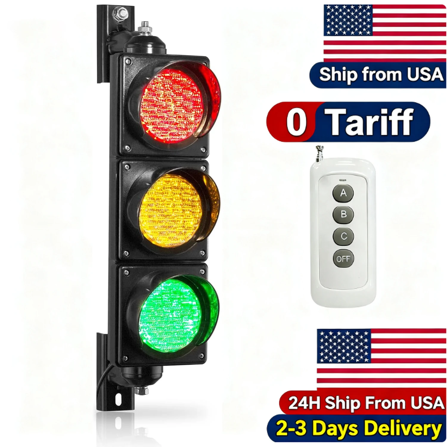 

100mm(4inch) AC85-265V Traffic/Stop/Go Light Kit Lamp,PC Housing Waterproof IP65 (103 Remote Control （No Battery）