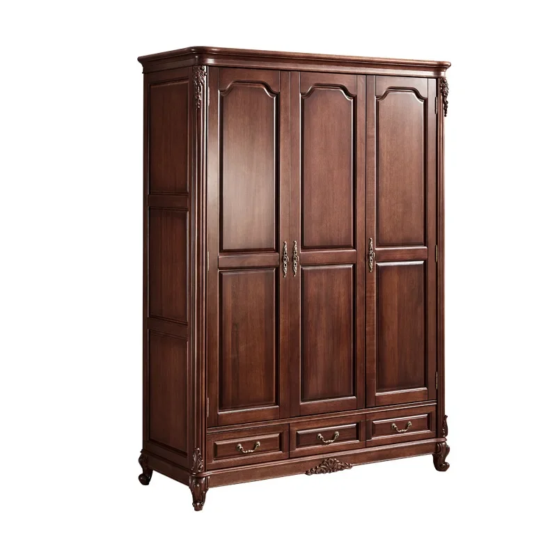 

Black walnut wardrobe solid wood wardrobe American simple bedroom furniture opposite door