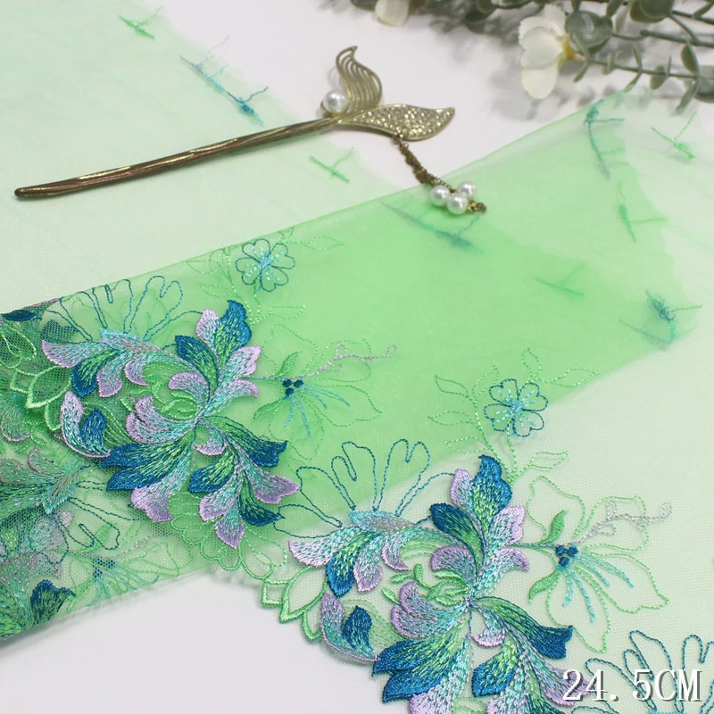 

54yards Green Embroidery Lace Skirt Hem Sewing Craft DIY Apparel Fabric Lace Garment Accessory High Quality