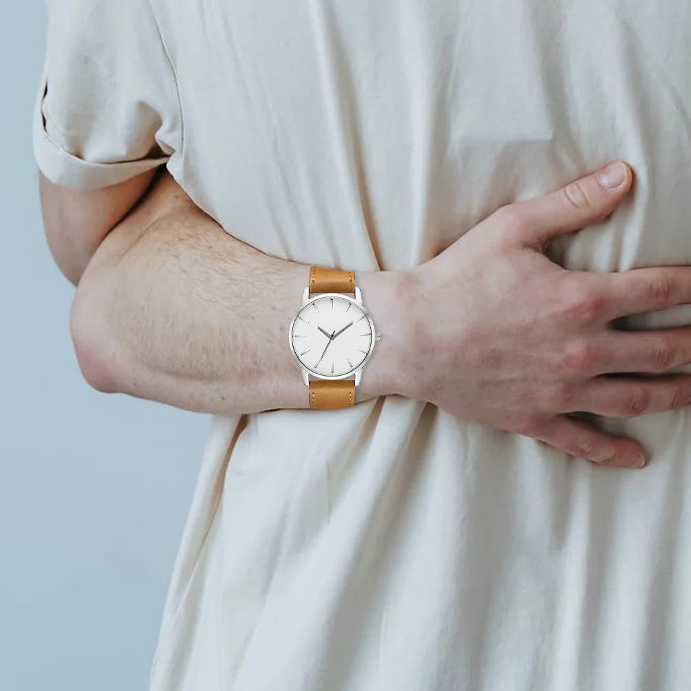 

Men Big Dial Watch Pu Strap Adjustable Male Casual Wristwatch Durable Fashion Business Leisure Timepiece