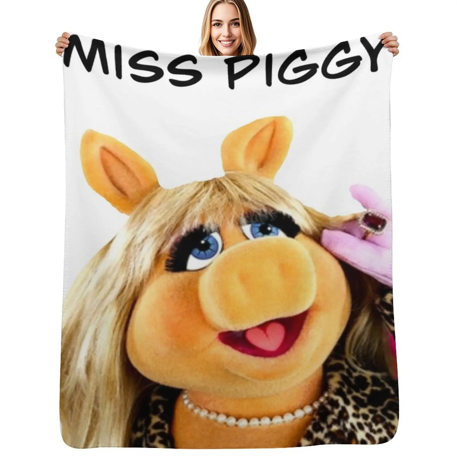 

Miss Piggy Muppet Throw Blanket Compact Warm Blanket for Car Road Trip