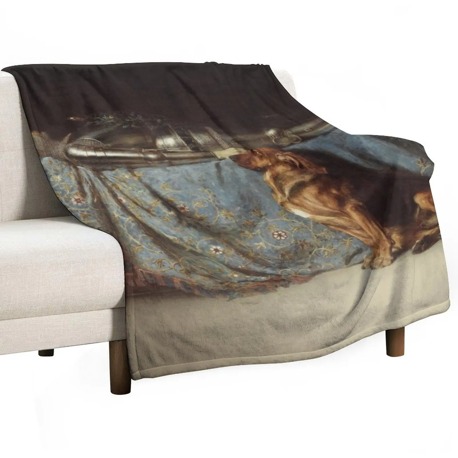 Requiescat Rest painting by Briton Riviere 1888 The Dog and the Dead Knight HD Throw Blanket Thermal Cute Summer Blankets