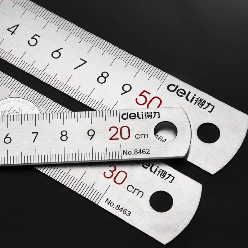 Stainless Hardened Steel Straight Ruler 15/20/30/50CM Student Rulers Measure Office & School Stationery