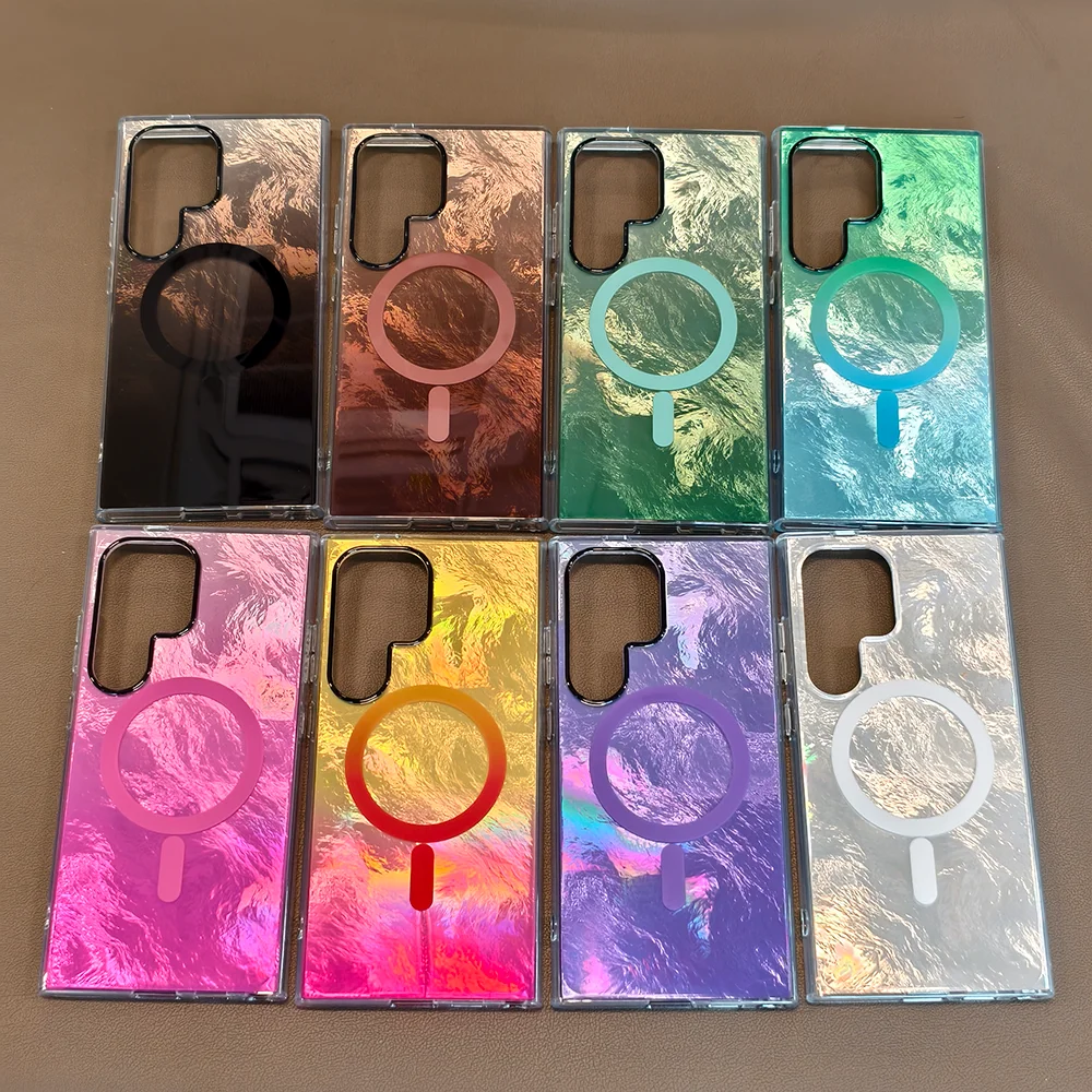 Funda magnética con textura glacial degradada para Samsung S25 S24 FE Plus, funda a prueba de golpes con carga Ultra inalámbrica