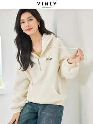 Vimly-Sudadera con capucha y media cremallera para mujer, suéter grueso y cálido de manga larga para oficina, ropa de invierno, M3755, 2023