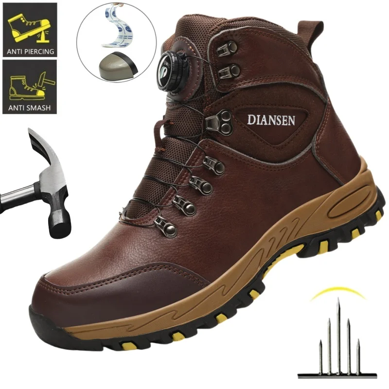 

Waterproof Safety Boots Men Indestructible Steel Toe Work Boots Anti-smash Stab-resistant Safety Shoes Hombre Biker Botas Para