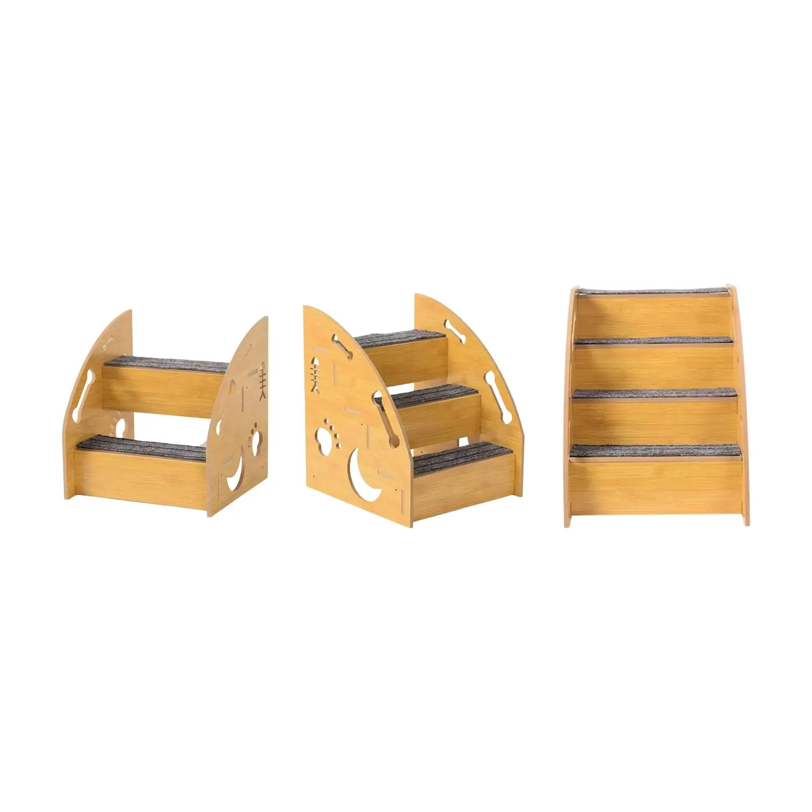 Dog Stairs Wooden Ramp Wear Resistant Steps Non Slip Ladder for Small Dogs Cats Home Sofa Bed