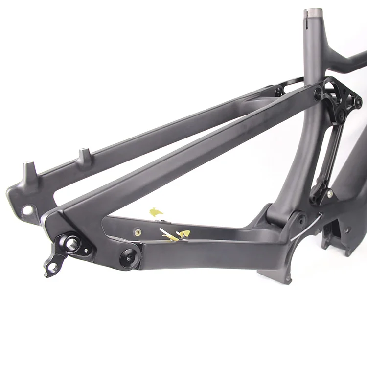 Quadro de bicicleta elétrica Enduro EMTB com motor central de 250w, material de fibra de carbono, estrutura com suspensão total, peças e acessórios para pneus de bicicleta, leve.