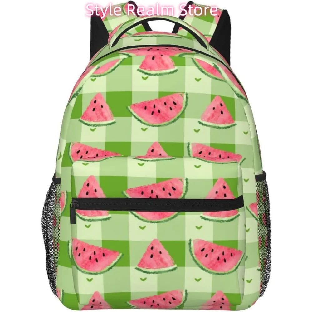 

laptop bag back to school Green Striped Watermelon Lightweight Laptop Backpack Lightweight Multipurpose Travel Casual Daypack Un