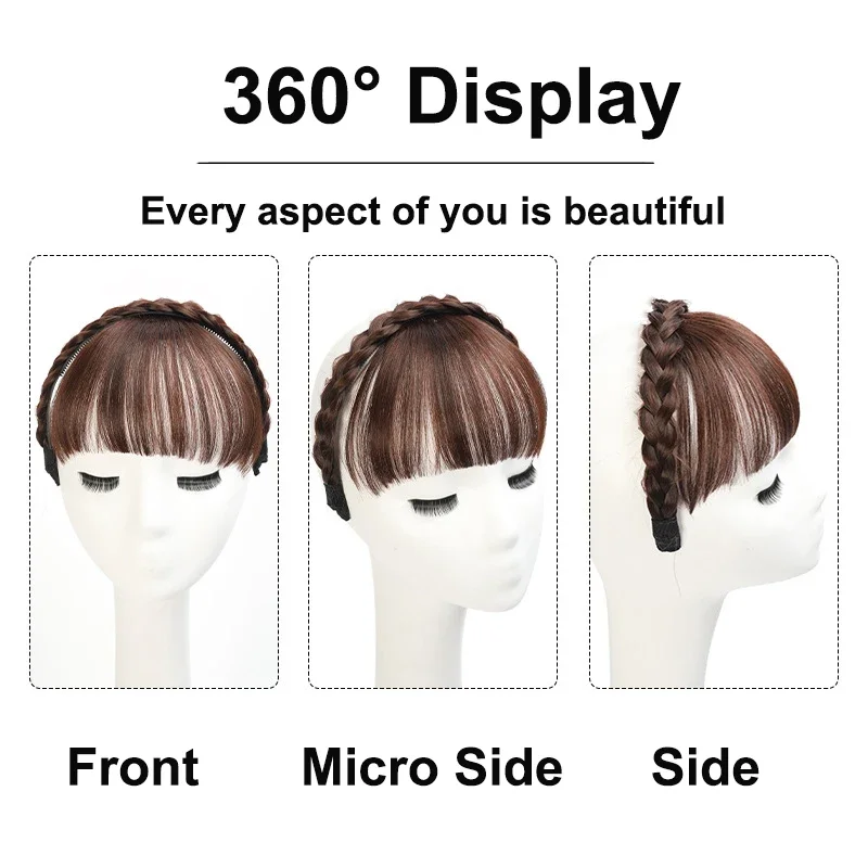 Synthetic New Hair Accessories With Bangs Fishbone Braids Hair Extension High Temperature Fiber Fake Hair for Women