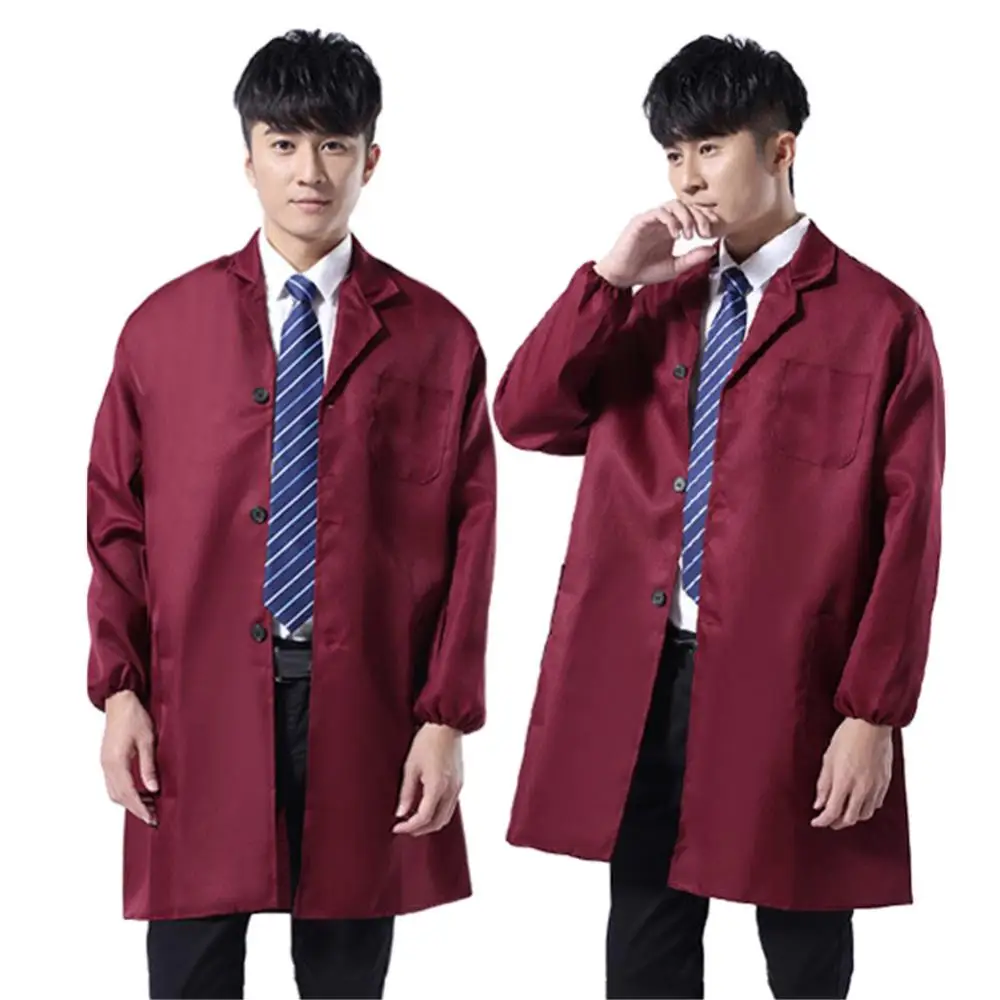 

Dustproof Men Work Clothing Long Short Sleeve Buttons Pockets Warehouse Lab Coat Work Clothing