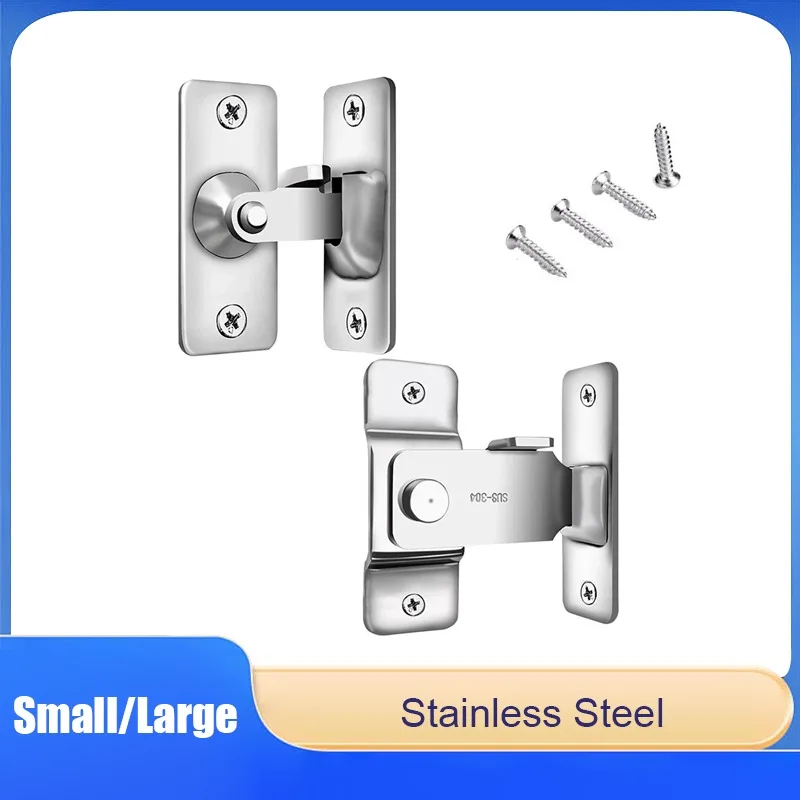 Boulon de porte coulissante en acier inoxydable à 90 degrés, 1 pièce, serrure de porte de grange, serrure à Angle droit de garde-robe, quincaillerie de porte et de fenêtre de sécurité