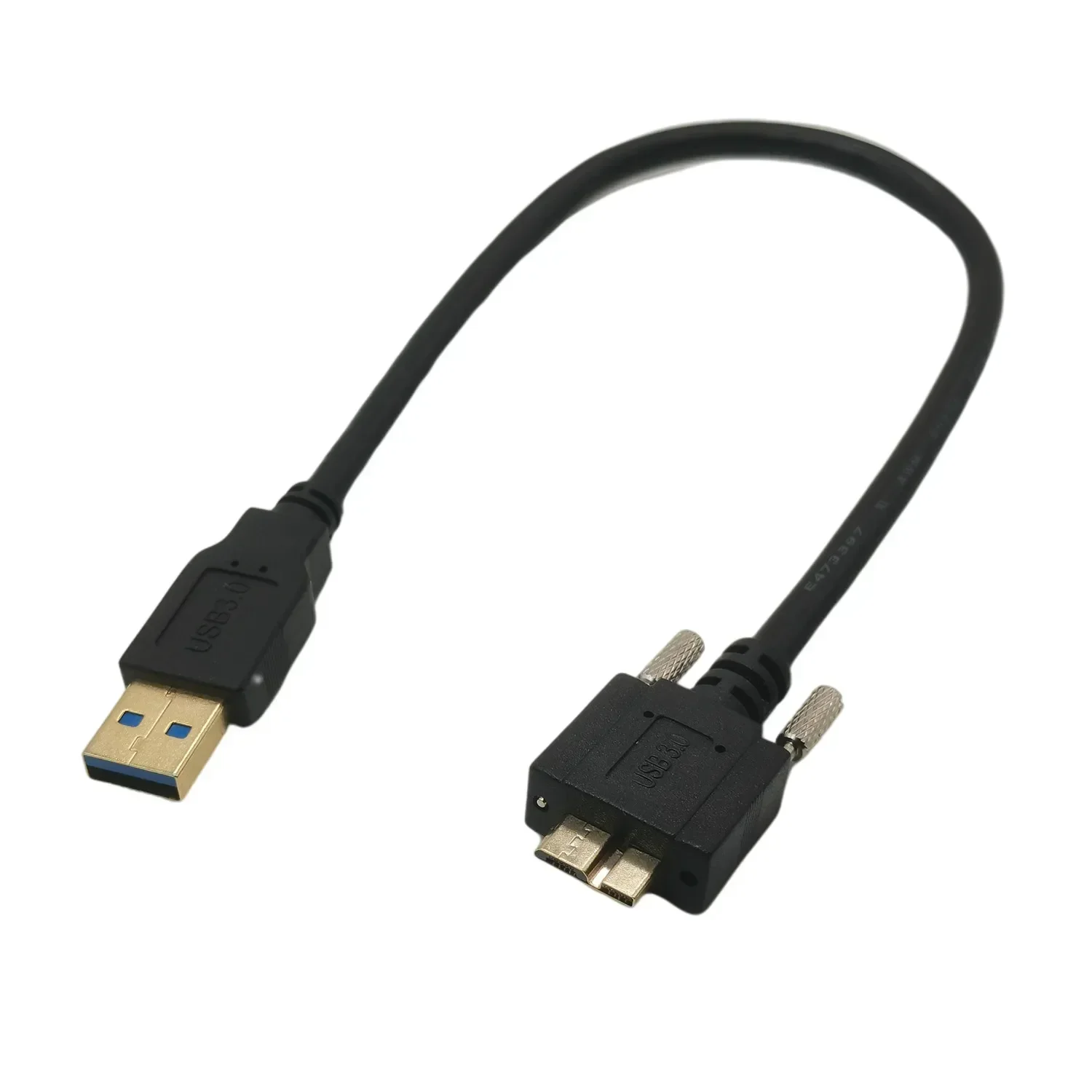 USB 3.0 Cable, USB 3.0 A to Micro B Cable, 90 Degree USB 3.0 Micro B Cable with Dual Screw Locking Hard Drive Cable 0.2M