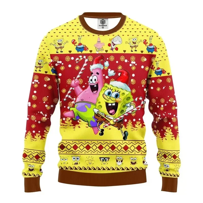 2025 teinte veau Spongebob Nickel amygdalon moche chandail de Noël mode femmes hommes pull dessin animé Anime Couple Sweat xs-6XL