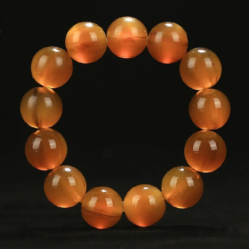 Natural Old /Bracelet/Charm /Buddhist /Prayer Beads, Authentic Sheep Horn with Blood Stain, Men's Round Bead