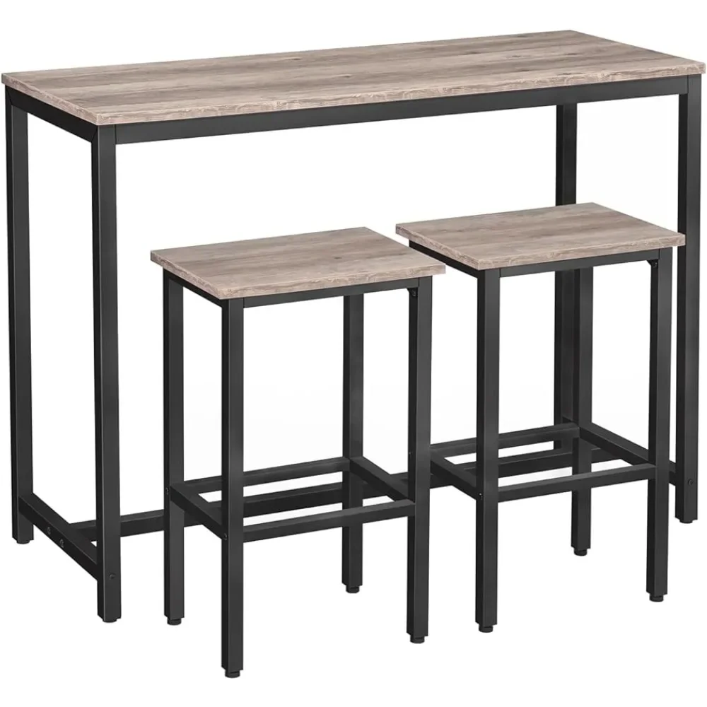 

Easy to Assemble Table 47.2” Rectangular Pub Table With 2 Stools for Small Space Bar Tables Sturdy Metal Frame