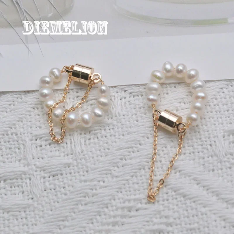 Korean Fashion Simple High Quality Natural Pearl Ear Clip No Ear Hole Female Magnet Tassle Earrings for Women Trendy Jewelry