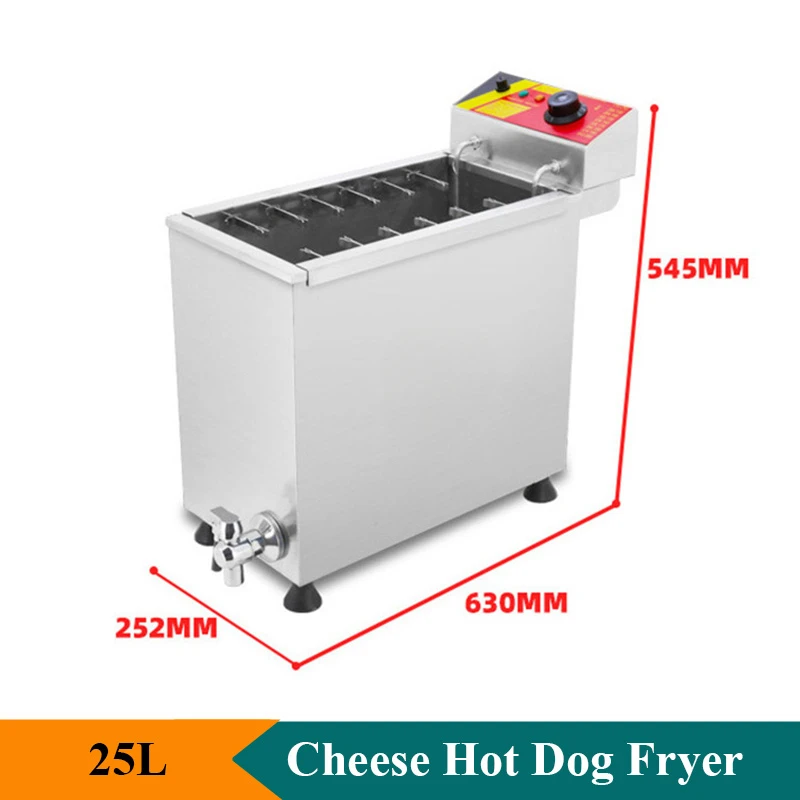 Commercial Electric 110V 220V Cheese Hot Dog Fryer Machine 25L Deep Hot Corn Dog Frying Machine Household