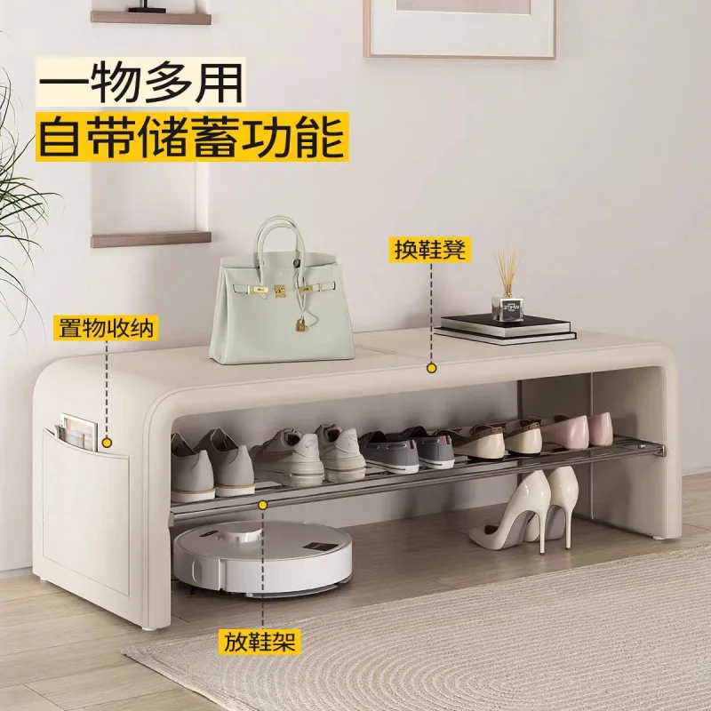 

Light luxury high-end shoe change stool door home can sit shoe stool shoe cabinet integrated home bedroom long strip bedside
