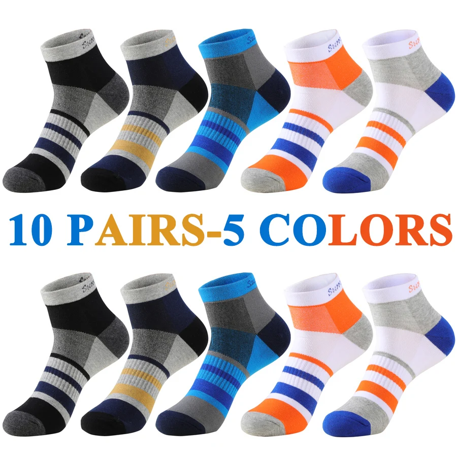 5 Paar/Set Herren-Laufsocken, Casual Outdoor-Sport, Baumwolle, Orange-Rot gestreift, Kompression, Schwarz, 15 Stile, Reise, Bestseller 2026 – Detail 30
