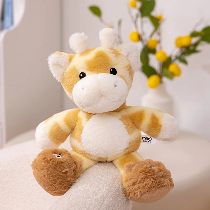Pluizige Giraffe Baby Eetlust Knuffels Schattige Dieren Zachte Herten Baby Slapen Pluche Pop Meisjes Knuffel Kussen Kawaii Room Decor