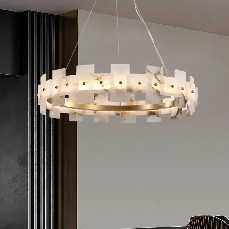Modern LED Chandeliers Lighting For Living Room Foyer Bedroom Restaurant Pendant Lamps Natural Marble Decoration Lustre Fixtures