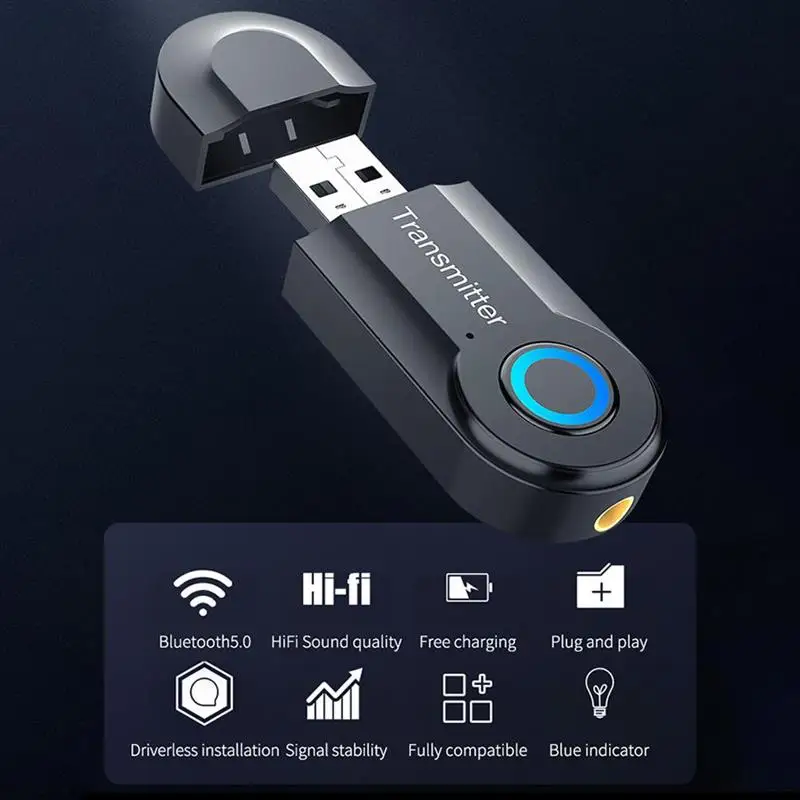 USB Bluetooth передатчик беспроводной аудио адаптер 5,0 ТВ компьютер Bluetooth передатчик